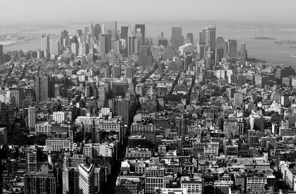 Vista Aérea Ciudad Nueva York Estados Unidos Imagen Blanco Negro — Foto de Stock