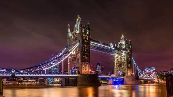 Vista Panorâmica Tower Bridge Noite Londres Reino Unido — Fotografia de Stock