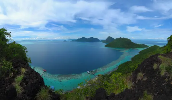 Ідилічному Морський Пейзаж Малайзія Сабах Semporna Mabul Острів — стокове фото