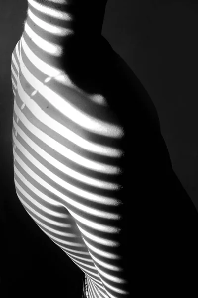Cropped Image Shadow Lines Blinds Boy Back — Stock Photo, Image