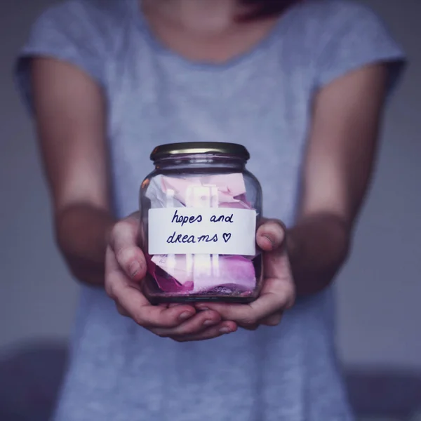Jar with hopes and dreams — Stock Photo