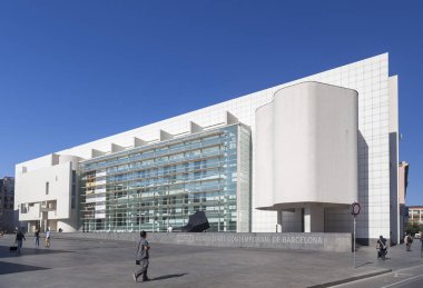 Modern mimari Müzesi, Macba-Museu Art Contemporani, Çağdaş Sanat Müzesi mimar Richard Meier tarafından. Raval çeyrek, Barcelona.