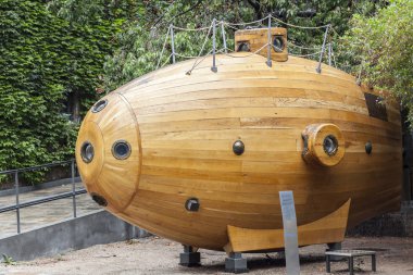 Denizcilik Müzesi, Museu Maritim, avlu, denizaltı Ictineo yaptım Narcis Monturiol, Barcelona Royal bina, tersane Barcelona tarafından kopyası.