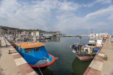 View of port of Arenys de Mar, province Barcelona, comarca Maresme, Catalonia, Spain. clipart