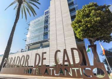 Mimarlık binası, Hotel Atlantico, Parador de Cadiz, Cadiz, Endülüs.