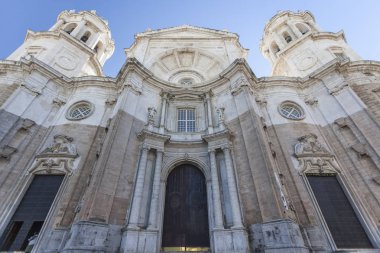 Mimari, dini bina, cephe katedral, Barok ve neo-klasik tarzı, Cadiz tarihi merkezi Andalucia.