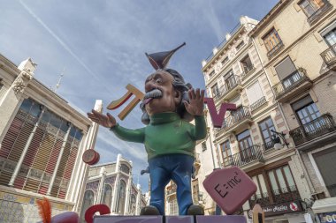 Fallas, Falles, geleneksel ve ünlü kutlama, Einstein ninot, kukla, Valencia, İspanya.