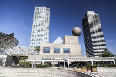 Barcelona, İspanya-Ekim 3,2012: Towers, Olimpiyat Girişi, Hotel Arts ve Torre Mapfre, Barcelona.