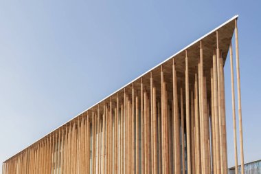 Expo 2008 sitedeki Bina Modern mimari Köşk, Pabellón de Espana, Zaragoza, İspanya.