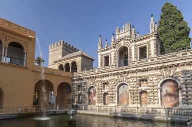 Alcazar Seville, Reales Alcazares de Sevilla, Endülüs, İspanya.