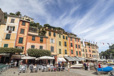 Portofino, ligurian kıyısında ünlü köyde görünümünü Denizcilik.