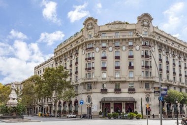 Hotel Palace, Bina, yıl için Hotel Ritz cephe. Gran Via, Barcelona.