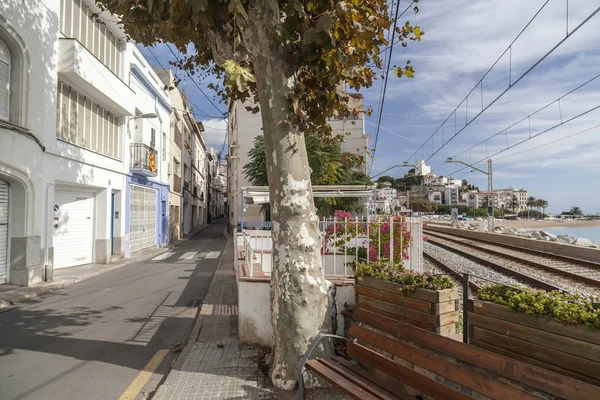 Vista del pueblo catalán de Sant Pol de Mar, provincia Barcelona , — Foto de Stock