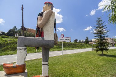 Shephered Köyü Castelltersol, Moianes bölge comarca, il Barcelona, İspanya girişinde büyük heykeli.