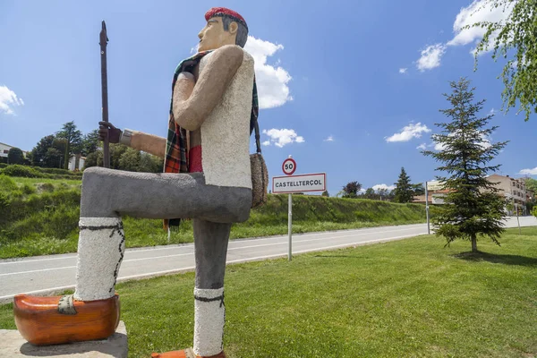 Shephered Köyü Castelltersol, Moianes bölge comarca, il Barcelona, İspanya girişinde büyük heykeli.
