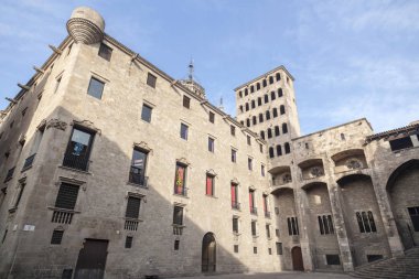 Sarayı, Palau del Lloctinent ve Mirador del Rei Marti, Plaza del Rei, Gotik Mahallesi, kare, eski binalar, tarihi merkezinin turistik nokta.