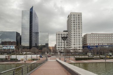 Modern binalar Eix Macia alan, Sabadell, ili Barcelona, İspanya.