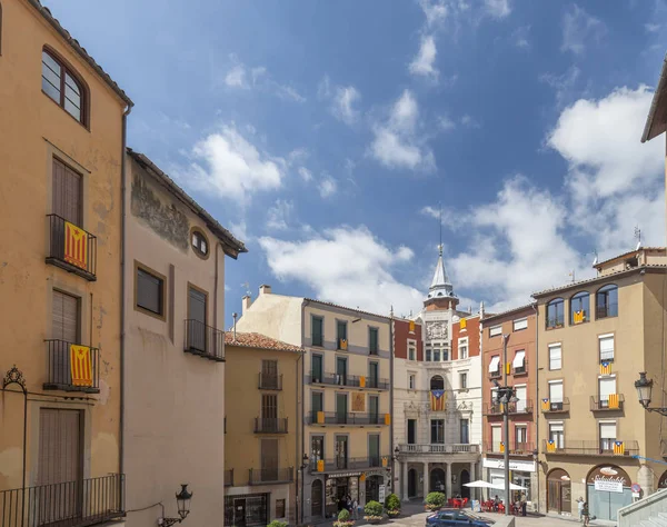 Square village view, Plaza Sant Pere, Berga,province Barcelona, Catalonia. — Stock Photo, Image