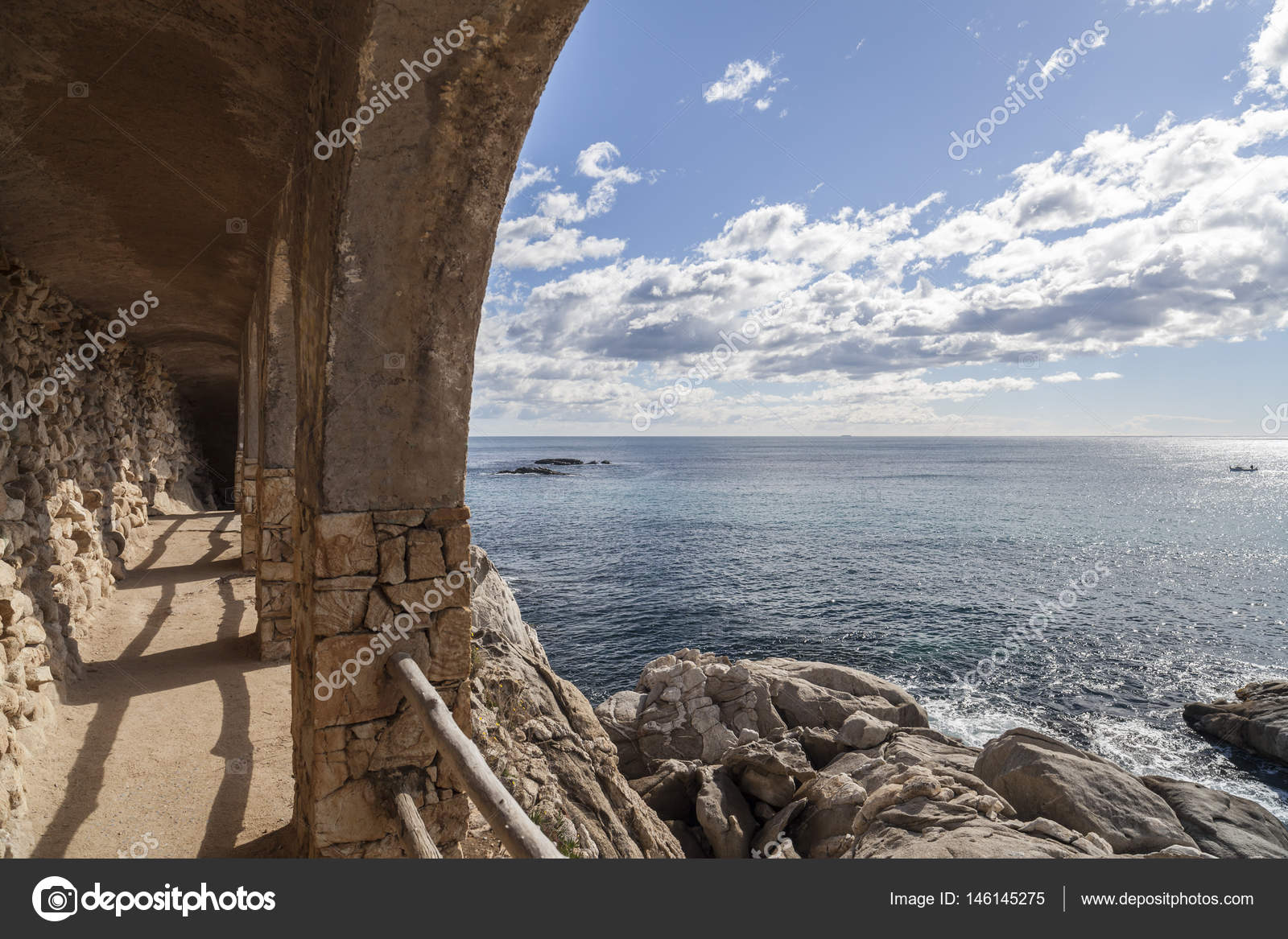 Parapet Walk Cami De Ronda By The Mediterranean Sea In Costa