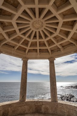 Architecture structure, pavilion,by the mediterranean sea in Costa Brava. clipart