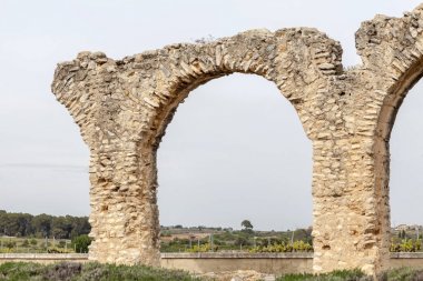 SANT JAUME DELS DOMENYS, SPAIN-APRIL 18,2015: Ancient arches ruins, Roman aqueduct, Sant Jaume dels Domenys, Catalonia.
