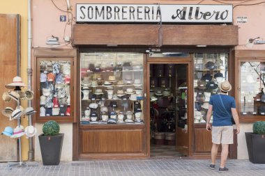 Şapka Dükkanı, sombrereria albero, tarihi merkezi, Valencia, İspanya.