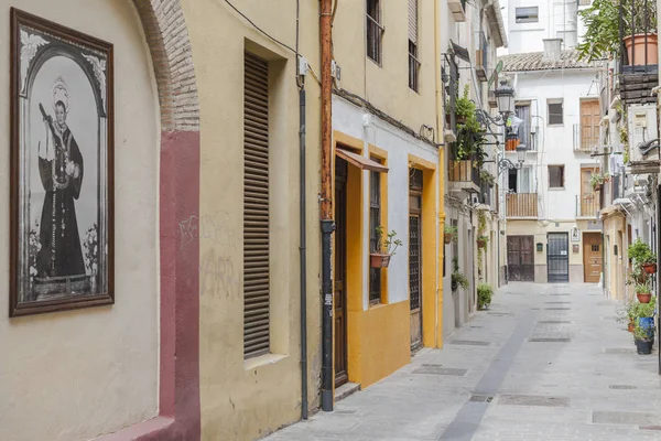Vistas a la calle, de colores, casas, centro histórico de Valencia, España . —  Fotos de Stock