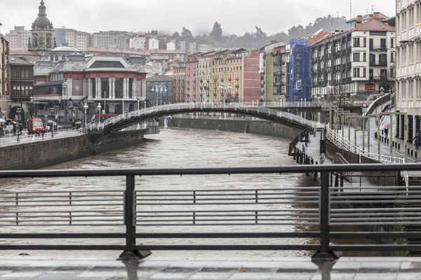 Vue sur la ville, ponts sur la rivière nervion, Bilbao . — Photo
