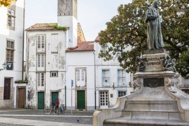 Street view in historic center,square, plaza mazarelos.Santiago de Compostela,Spain. clipart