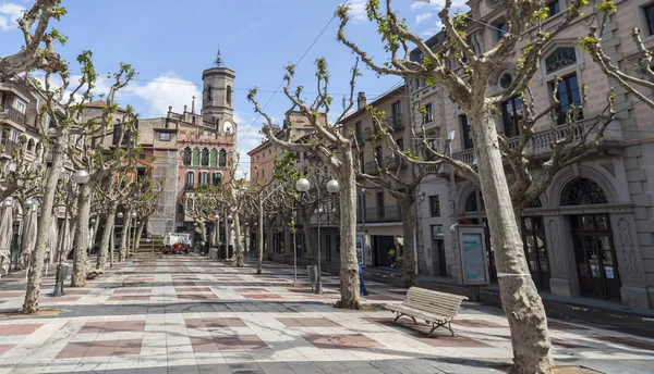 Şehir Manzaralı, sokak mesire Olot, Catalonia, İspanya.