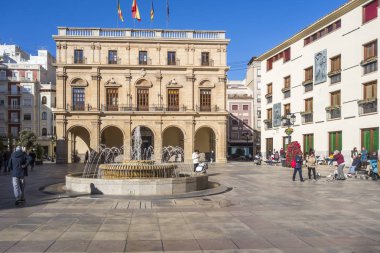 Plaza mayor, ana kare. Castellon, İspanya.