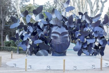 Park, Parque Ribalta, genel Bahçe Şehir Merkezi, heykel sanatçısı Manolo Valdes.Castellon,Spain kelebekler.