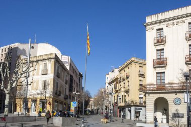 Street view, historic center in Mataro,Spain. clipart
