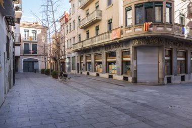  Street view, historic center in Mataro,Spain. clipart