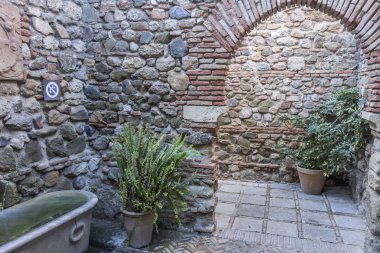  Tarihi bir anıt, La Alcazaba, Saray sur. Malaga, İspanya.