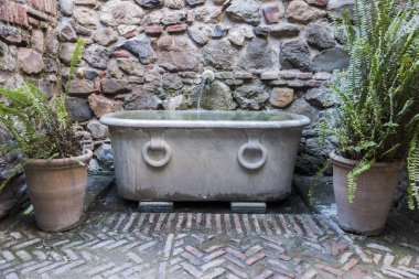  Tarihi bir anıt, La Alcazaba, Saray sur. Malaga, İspanya.