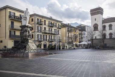  Historic city center, square, piazza Mario Cermentani in Lecco, Italy. clipart