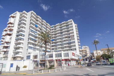 Apartman içinde şehir, Sant Antoni, Ibiza Adası, İspanya.
