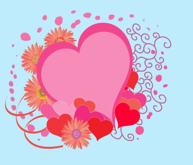 Romantik arka plan Kalpler ve çiçekler