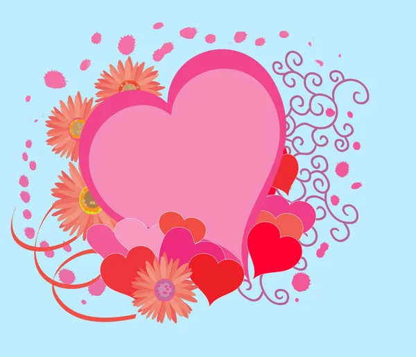 Romantyczny tło z serca i kwiaty — Wektor stockowy