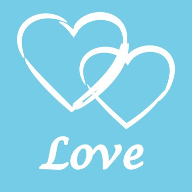 Mavi bir arka plan üzerinde beyaz kupa ve metin seviyorum