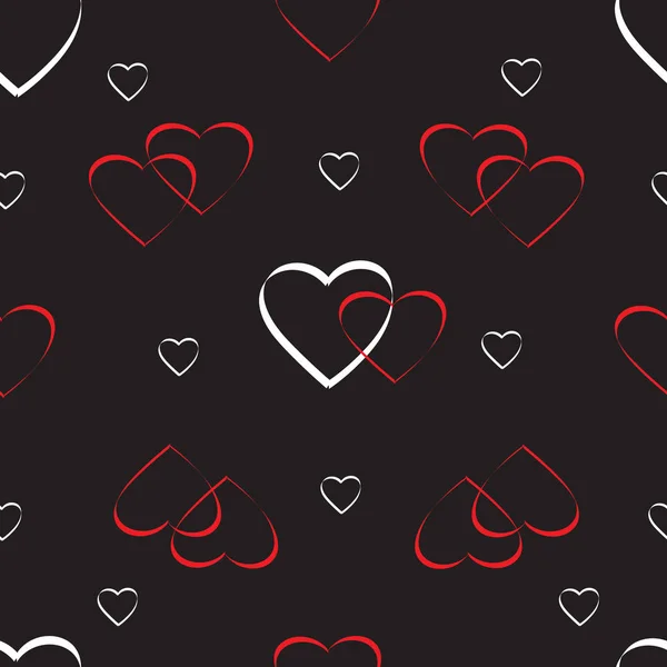 Seamless vector pattern from hearts on a black background, for St. Valentine's D — Stock Vector