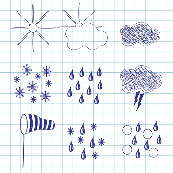 Set of icons of weather — Stock Vector