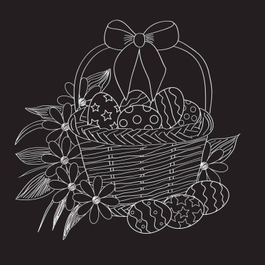 Paskalya yumurta ve çiçek sepeti