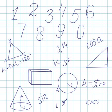 Rakamlar ve formülleri ile geometrik arka plan