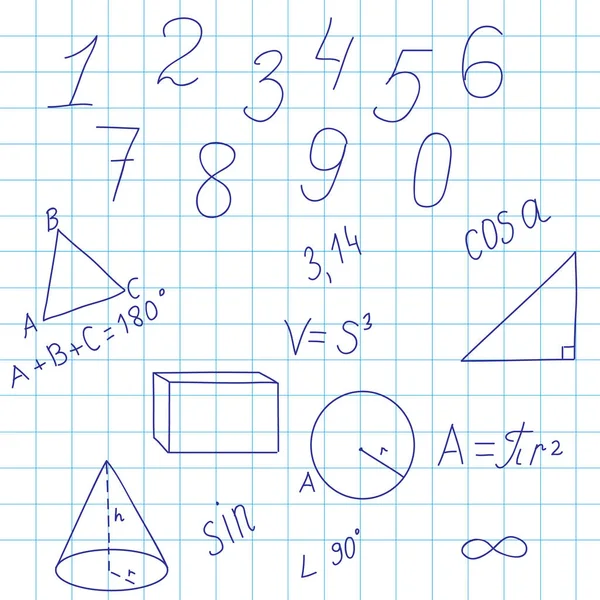 Geometrische achtergrond met cijfers en formules — Stockvector