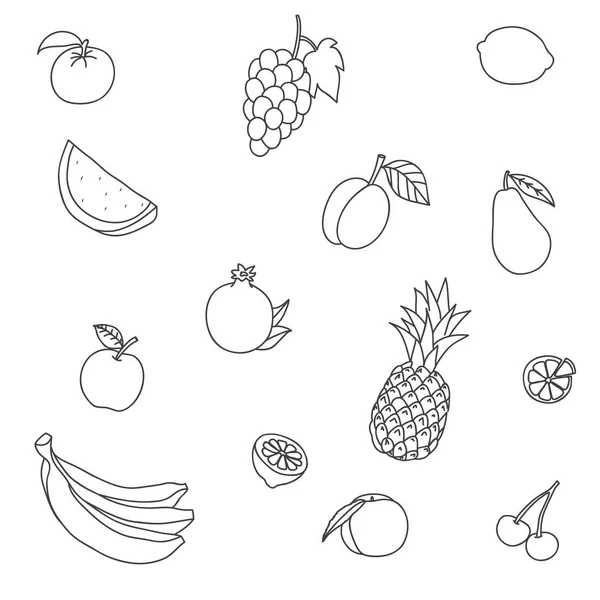 Een set van fruit op een witte achtergrond — Stockvector