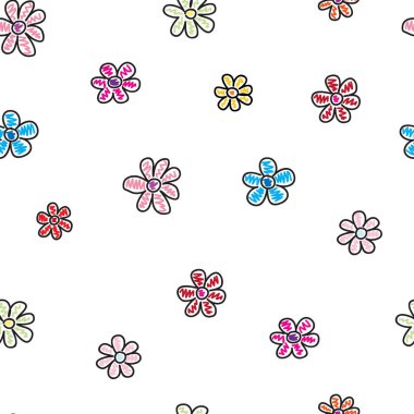 Çiçeklerle kusursuz desen. Vektör arkaplanı