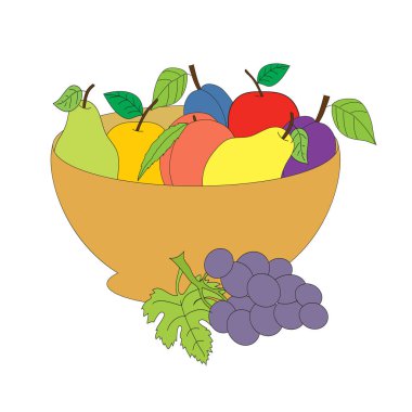 Meyve ile izole vazo. Vektör resim 
