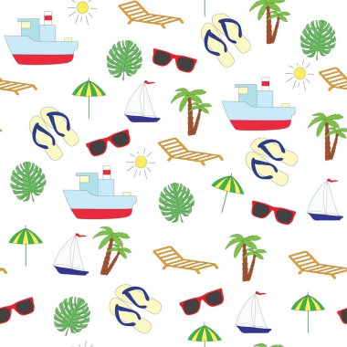 Kesintisiz resim yaz deniz konuda. Beyaz zemin üzerinde bir vektör desen